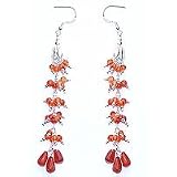 Earrings in Sterling Silver & Carnelian Gemstone 4.5 inches silver graphics