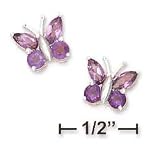 Image of Sterling Silver Africa Amethyst Butterfly Earrings