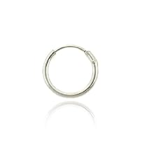Sterling Silver 10mm Mens Hoop Earring