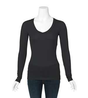 Bella V-neck Sheer L/S Longer-Length Tee Comes in Many Colors