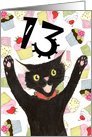 13th Birthday Party Invitation, Black Cat Card 13th Birthday Party Invitation, Black Cat Card