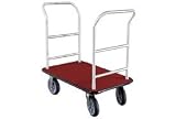 Bellman Hotel Truck 35x25 Satin Aluminum 2 Handle Burgundy Carpet, Rubber Wheels
