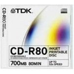 TDK Printable CD-R 700 MB ( 80min ) 52x - ink jet printable surface - jewel case - storage media