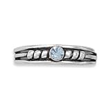 Oxidized Twist Toe Ring with Blue Crystal