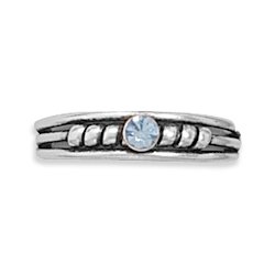 Oxidized Twist Toe Ring with Crystal