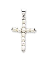 Sterling Silver Cultured Pearl Cross Pendant