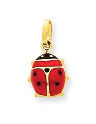 14k Gold Enameled Ladybug Charm