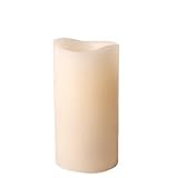 Ivory 3x6 Smooth Wax Wavy Edge Vanilla Scented Flameless Battery LED Candle By Enjoy Lighting