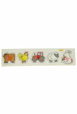 Childrens Toyshop  Toys : Childs Lift & Match Pegged Puzzle - Farm Ages 1+ - Wooden Educational Toy