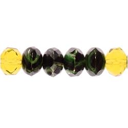 Faceted Gemstone Bead Green Tigereye Mix - 7 Inch Strand