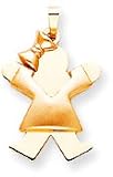 Girl With Bow Charm, Yellow/Pink Gold
