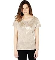 Sequin Leaf Foil Print T-Shirt