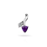 14K White Gold Genuine Trillion Amethyst Ribbon Pendant