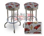 2 Fireman Blue Fabric Specialty / Custom Barstools Set
