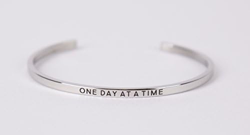 ONE DAY AT A TIME: Cuff Bracelets, Stainless Steel,Gift for Her, Encouraging Bracelet, Perfect Gift, Mantra bracelet, Inspirational gift, Mothers Day gift, 100% Guaranteed, Silver Cuff, Perfect Gift.