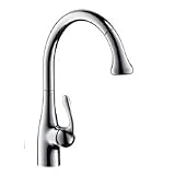 Hansgrohe HG06460040 Allegro E Gourmet Pull-Out Spray Kitchen Faucet, Steel Optik/Black