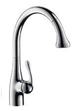 Hansgrohe HG06460860 Allegro E Gourmet Pull-Out Spray Kitchen Faucet, Steel Optik