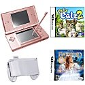 Nintendo DS Lite Game System Bundle - Metallic Rose - Catz 2, Enchanted and Charger Grip