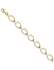 Beautiful 14k Multi-Tone Gold D/C Fancy 7.5 Inch Bracelet w/ Lobster Clasp
