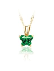 CleverEve Designer Series 10K Yellow Gold Butterfly May Birthstone CZ Pendant Necklace w/ Box