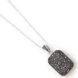 Sterling Silver Marcasite Locket w/Chain