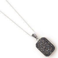 Sterling Silver Marcasite Locket w Chain by A Great Jewelry Co.