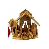 Gifts with Humanity WHHWN04-Candle-594004 Hand Carved Olive Wood Nativity- Bethlehem
