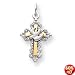 Sterling Silver & Vermeil Cross w/Dove Charm with 20 Inch Sterling Silver Chain