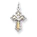 Sterling Silver & Vermeil Cross w/Dove Charm with 20 Inch Sterling Silver Chain