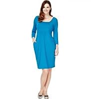 Plus Drape Pockets Elasticated Front Tunic Dress