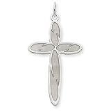 14k White Gold Laser Designed Cross Pendant