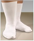 GreaterFeet Diabetic Socks, White Crew Socks-One Pair
