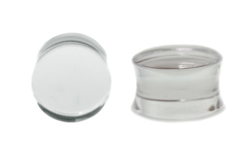 White Plastic Ear Plugs; Glass Like Earring Plugs; 3/4