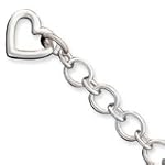 Sterling Silver Oval Heart Clasp Bracelet - 7.5 Inch - Toggle - JewelryWeb