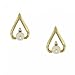 New 14KT Yellow Gold White Pearl Diamond Earrings Studs