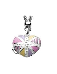 Silver Union Jack Heart Locket Girls Necklace For Children And Teens