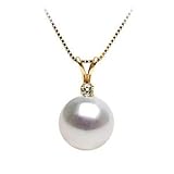 Gleam White South Sea Pearl Pendant with Diamond, AAA Quality