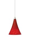 IMAGE OF Tech Lighting 700KLMMLRS-LED Melrose - One Light Mini Kable Lite Pendant, Satin Nickel Finish with Red Glass - LED Lamping