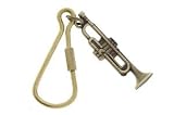 トランペット　アンティークブラス キーホルダー Trumpet Antique Brass Keychainの画像