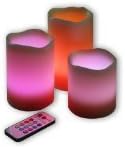 Primogiorno Battery Operated Roseo Flameless Color-changing LED Candle Light Set, With Remote Control &amp; Timer Feature, Set of 3, Creating Romance Atmosphere W/Your Lovers
