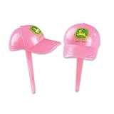 12 ct - Pink Ladies' John Deere Baseball Cap Cupcake Picks