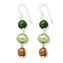 Sterling Silver Golden/Green/Lt Green Cultured Pearl Earrings