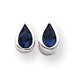 Sterling Silver Dark Blue CZ Teardrop Earrings