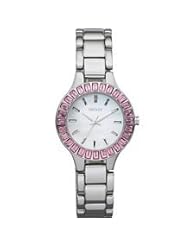 Dkny Ladies Silver Watch Pink Crystals Ny8460
