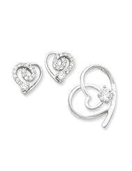 Genuine IceCarats Designer Jewelry Gift Sterling Silver Cz Heart Slide & Earring Set