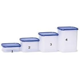 Tupperware Modular Mates 4 Pcs Square Set Red Seals by Tupperware