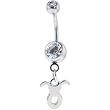 Crystalline Gem Zodiac Sign Dangle Belly Ring - Taurus