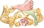 Exquisite 10k Yellow-gold Diamond-cut Black Hills Gold Women's Hummingbird Ring