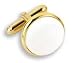 Cufflinks - Round Gold Setting with White Stone Center