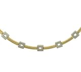 Ladies Polished and Satin Square and Bar Link Necklace